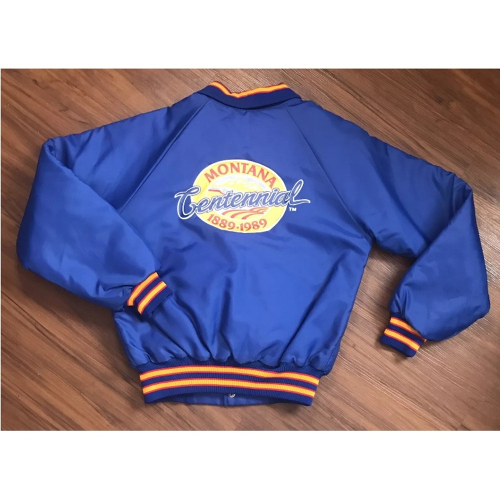 Vintage Montana Centennial Blue Bomber Jacket 1889-1989